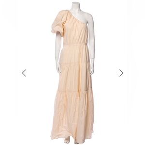 🦋 Bird & Knoll One-Shoulder Cream Maxi Dress